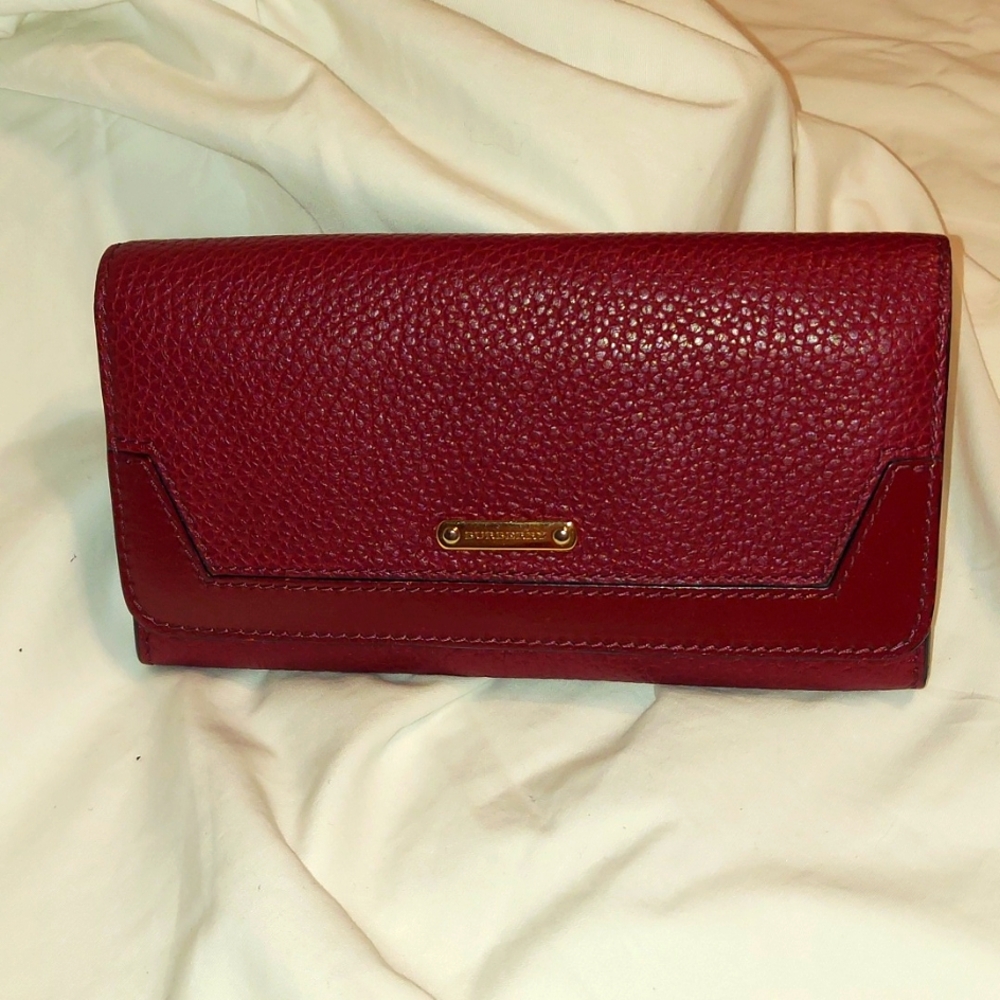 Authentic Burberry Red Leather Long Wallet.  EUC